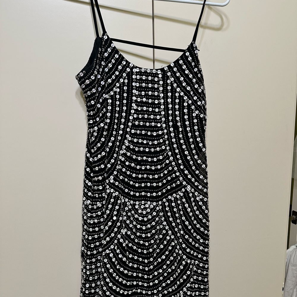 Elegant Black and White Beaded Dress